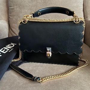 Fendi Scalloped Studded Kan I Shoulder Bag